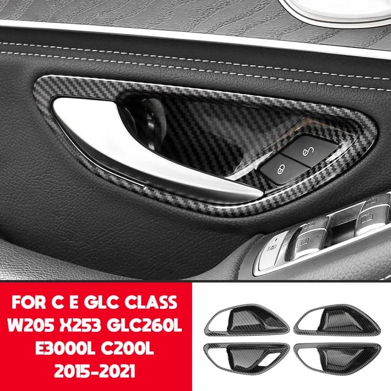 Rivestimento della copertura della ciotola della maniglia della portiera dell'auto in fibra di carbonio per Mercedes Benz C E cl
