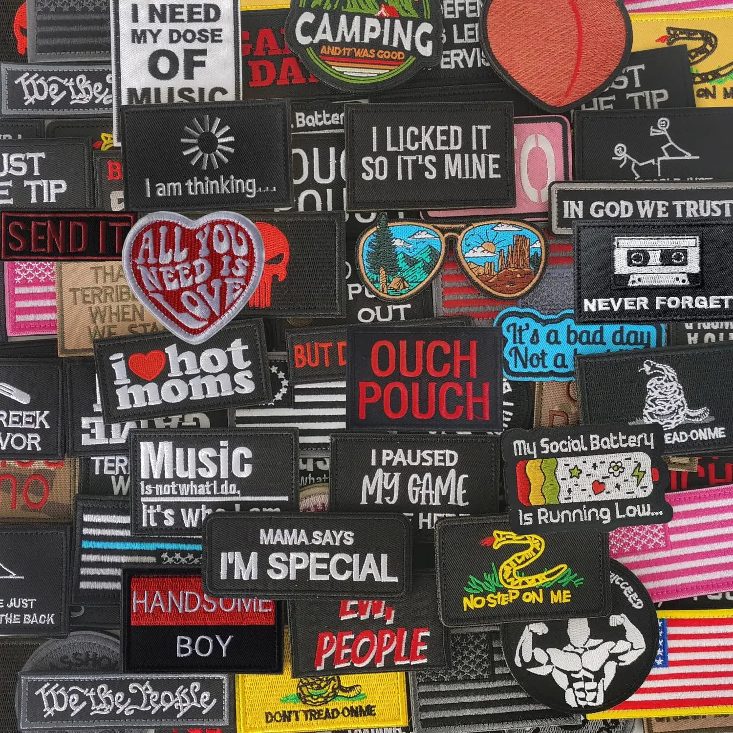 5PCS Random Funny Morale Patches Hook and Loop Humorous Funny DIY Applique Accessories for Backpacks Dog Harnesses Hats Helmets