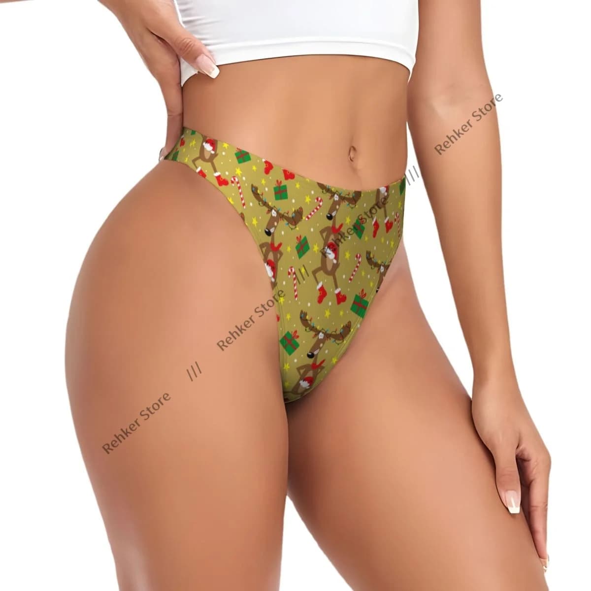 Perizoma Sexy da Donna con Motivo Renna Cartoon, Intimo Lingerie Tanga
