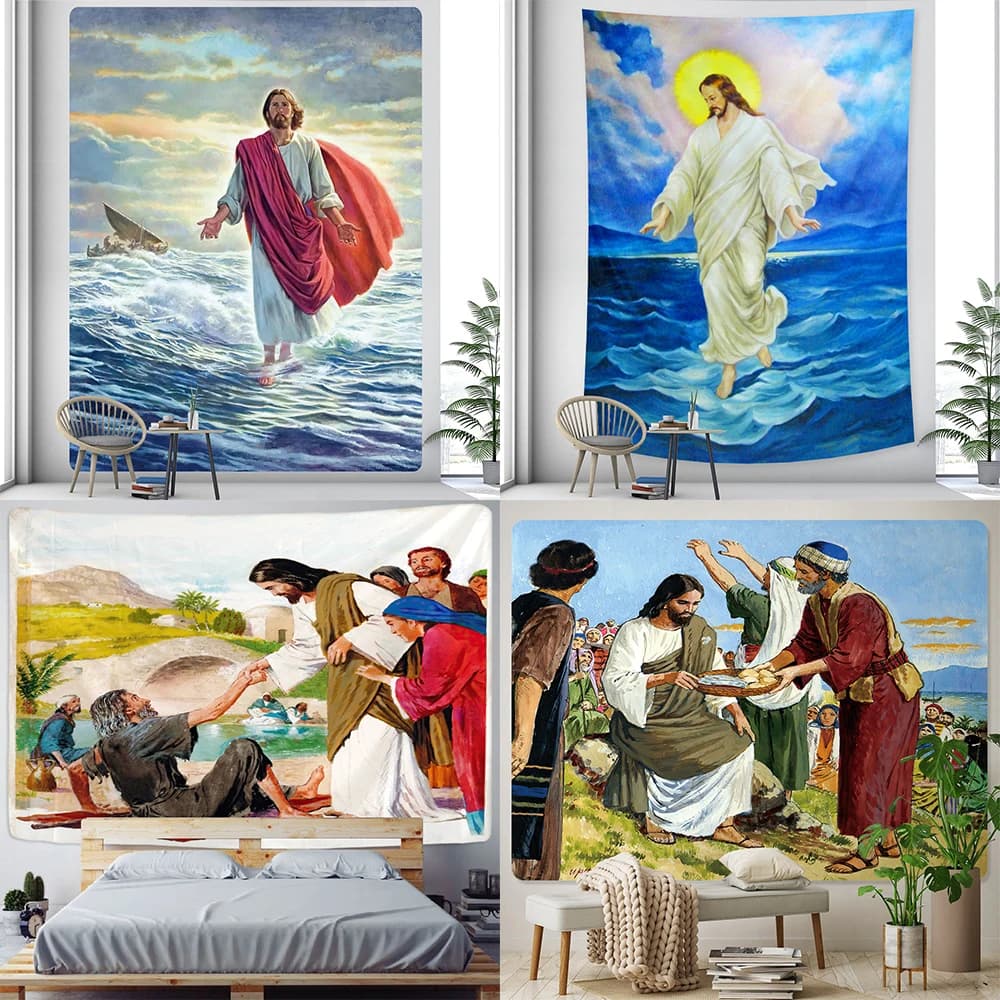 Jesus Tapestry Home Decor camera da letto lenzuolo Hippie Boho Yoga Mat Wall background Cloth