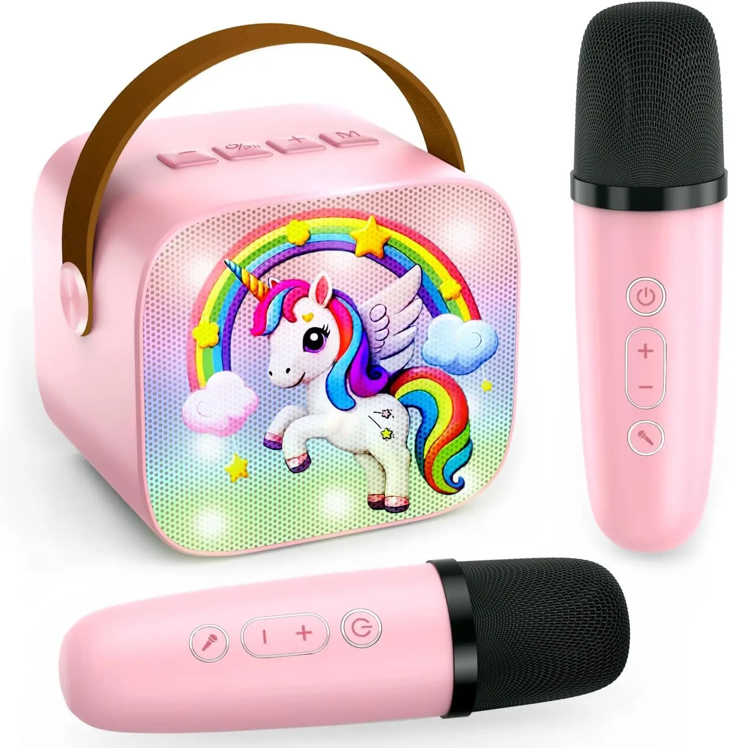 Macchina Karaoke Portatile per Bambini con 2 Microfoni Wireless - Altoparlante Rosa per Bambini da 3 a 12 Anni, Divertimento per Famiglie al Chiuso e all'Aperto