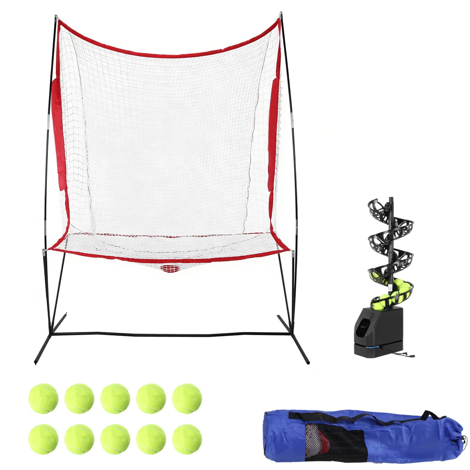 Macchina Portatile per Palline da Tennis con 10 Pickleball, 5 Angoli Regolabili, 2 Livelli di Potenza per Tutti i Livelli di Abilità, Uso Interno ed Esterno