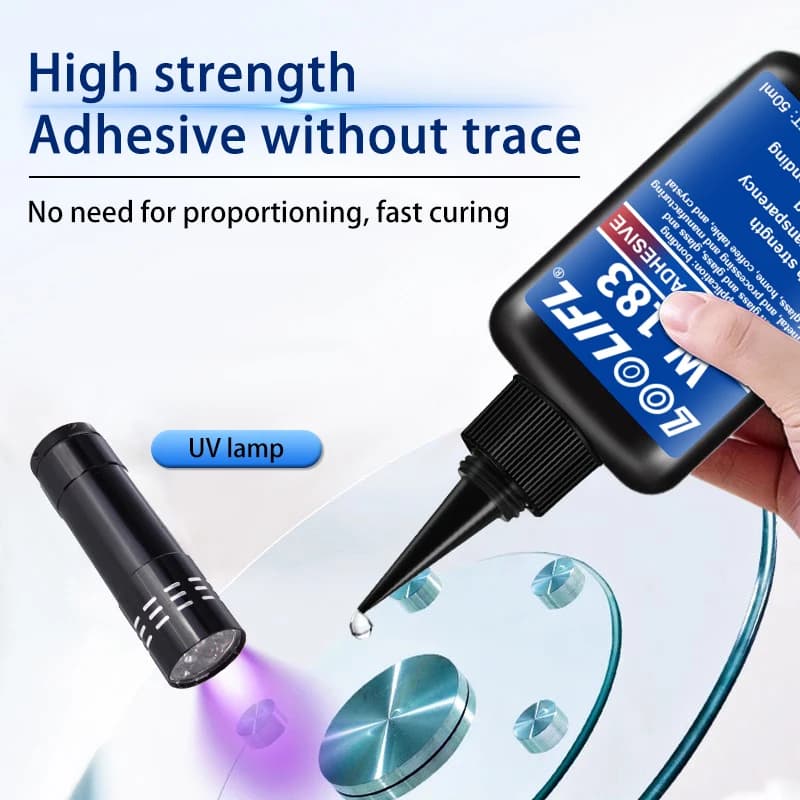 Highly transparent UV glue, waterproof, UV curing, used for handicraft production, DIY models. (with ultraviolet lamp)