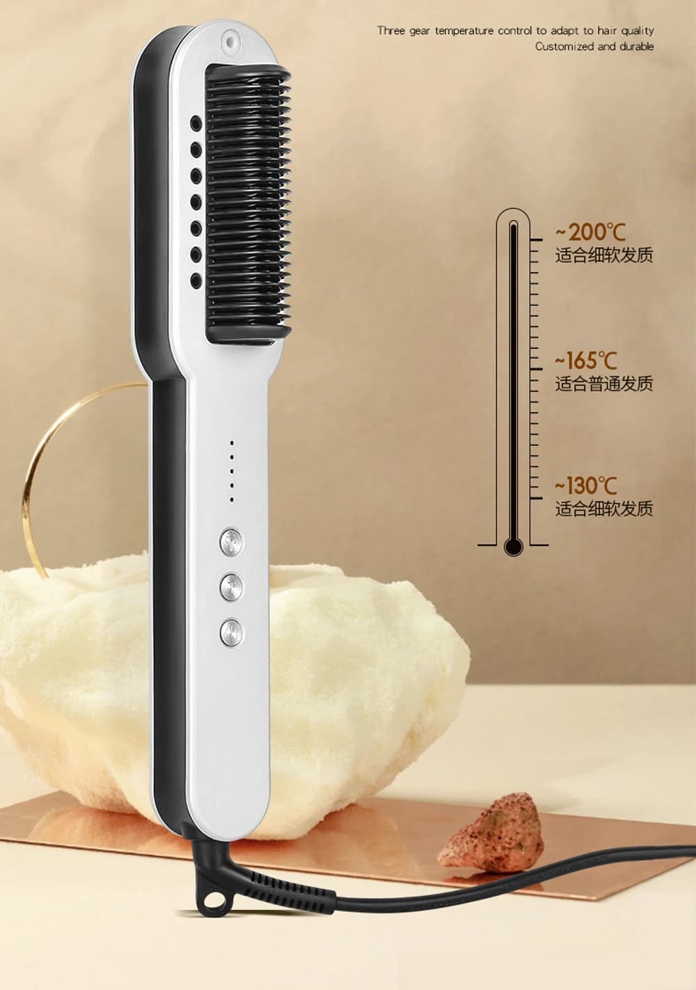 Spazzola Lisciante e Arricciacapelli Portatile 2-in-1 con Riscaldamento Rapido PTC in 30s, Anti-scottatura, a Vapore Caldo, Strumento di Styling Ionico a Vapore