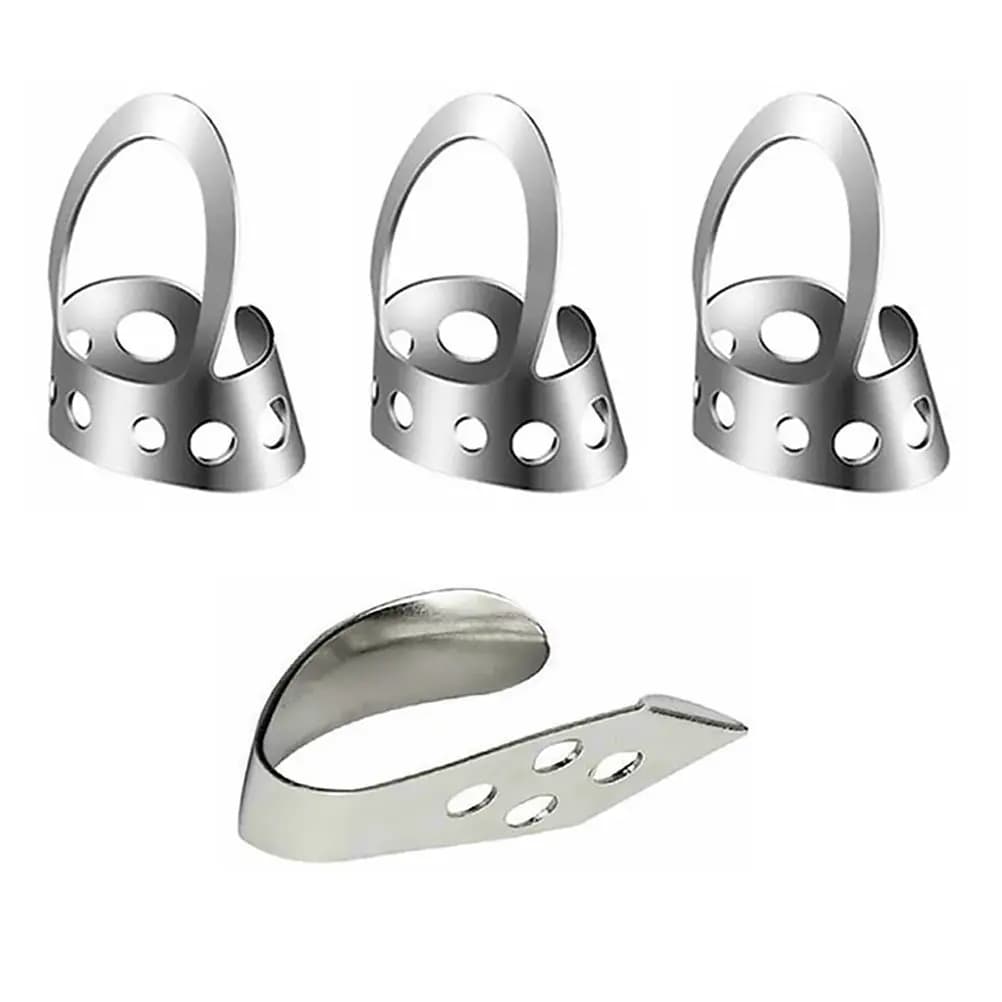 Set di 4 plettri per ukulele, plettri regolabili in metallo per pollice, indice e medio, accessori professionali per chitarra e banjo