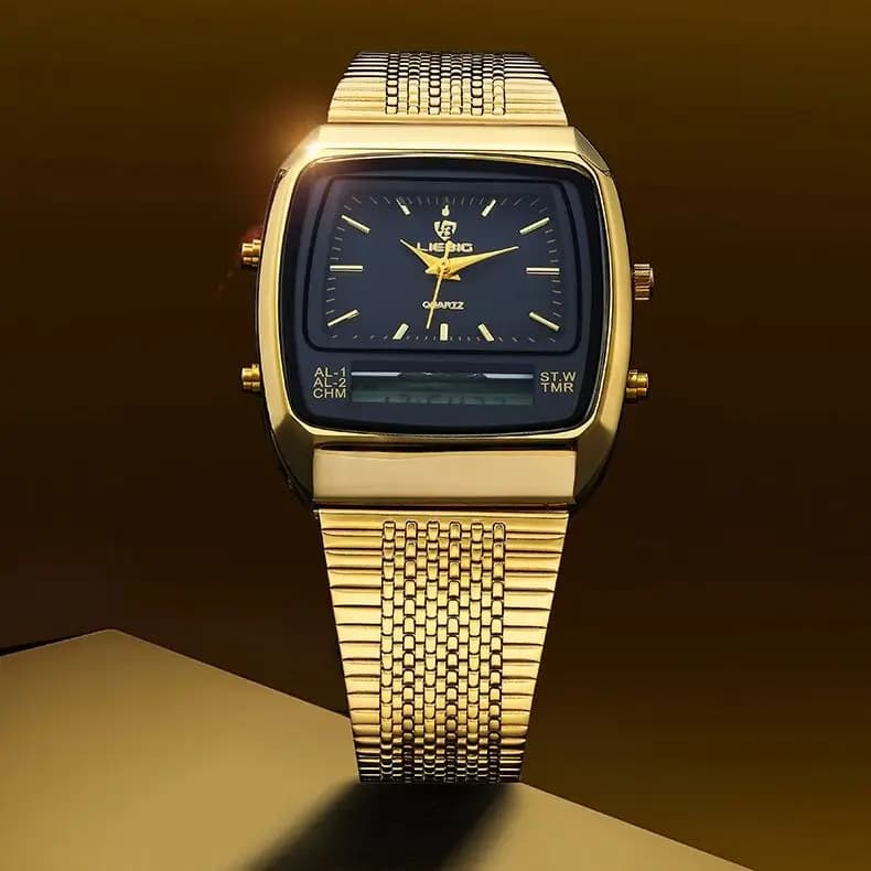 LIEBIG Luxury Digital Quartz Watches for Men, Fashion Casual, Double Display, Time & Week, Waterproof 3Bar, Sporty wrist watches