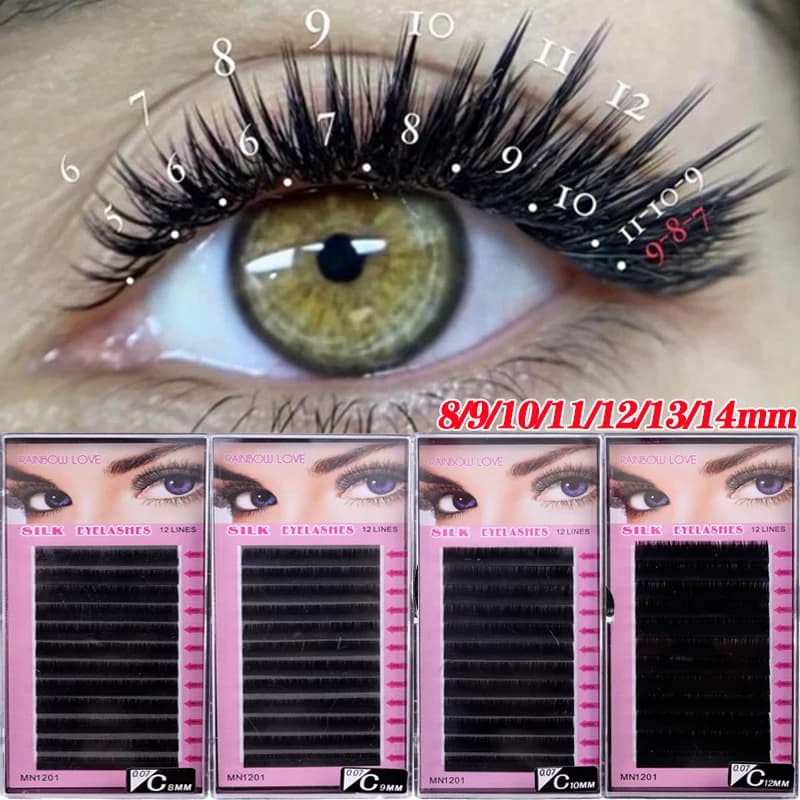 C D curly Faux Mink Eyelashes Extension ciglia a grappolo individuale innesto ciglia finte 8mm/9mm/10mm/11mm/12mm/13mm