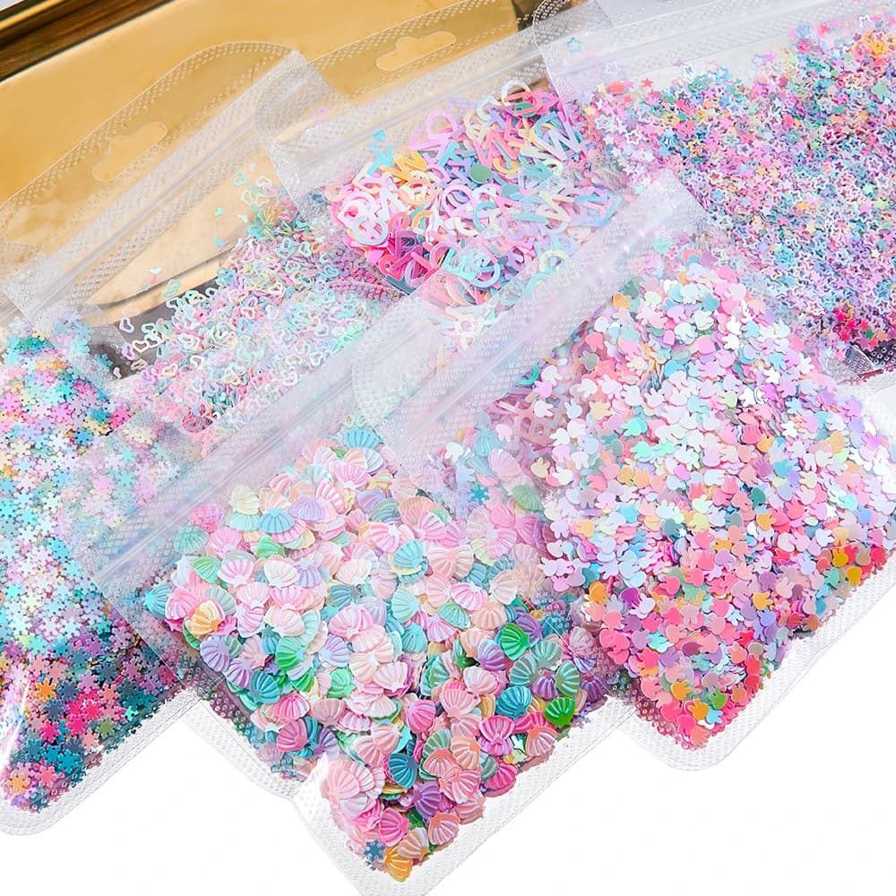 20G Glitter Heart Star Letter Shell Glitter Sequins for Epoxy Resin Filling Material for DIY Jewelry Making Silicone Mold