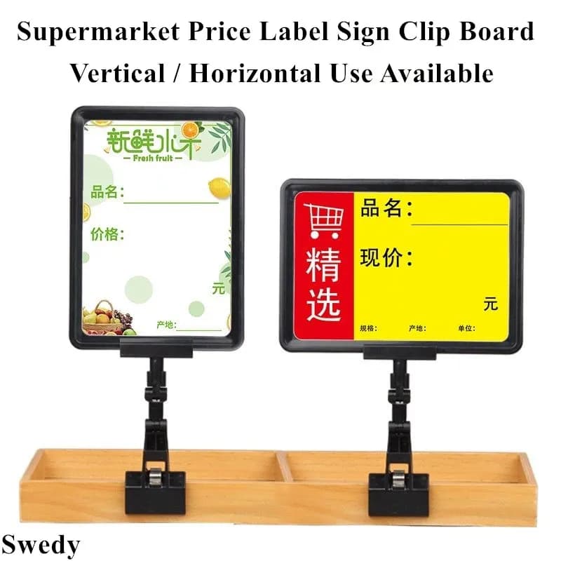 5 Pezzi A6 Riutilizzabili Etichetta Prezzo del Supermercato Etichette per Carte POP Clip Board Merchandise Biglietto Porta Cartello Lista dei prezzi Porta Cartello
