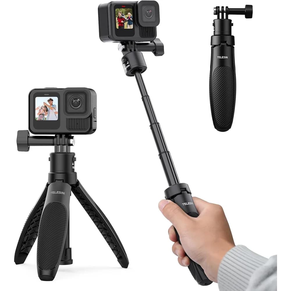 TELESIN Mini treppiede per selfie stick a sgancio rapido 15-40 cm lunghezza regolabile portatile per GoPro Insta360 DJI Osmo Action Camera
