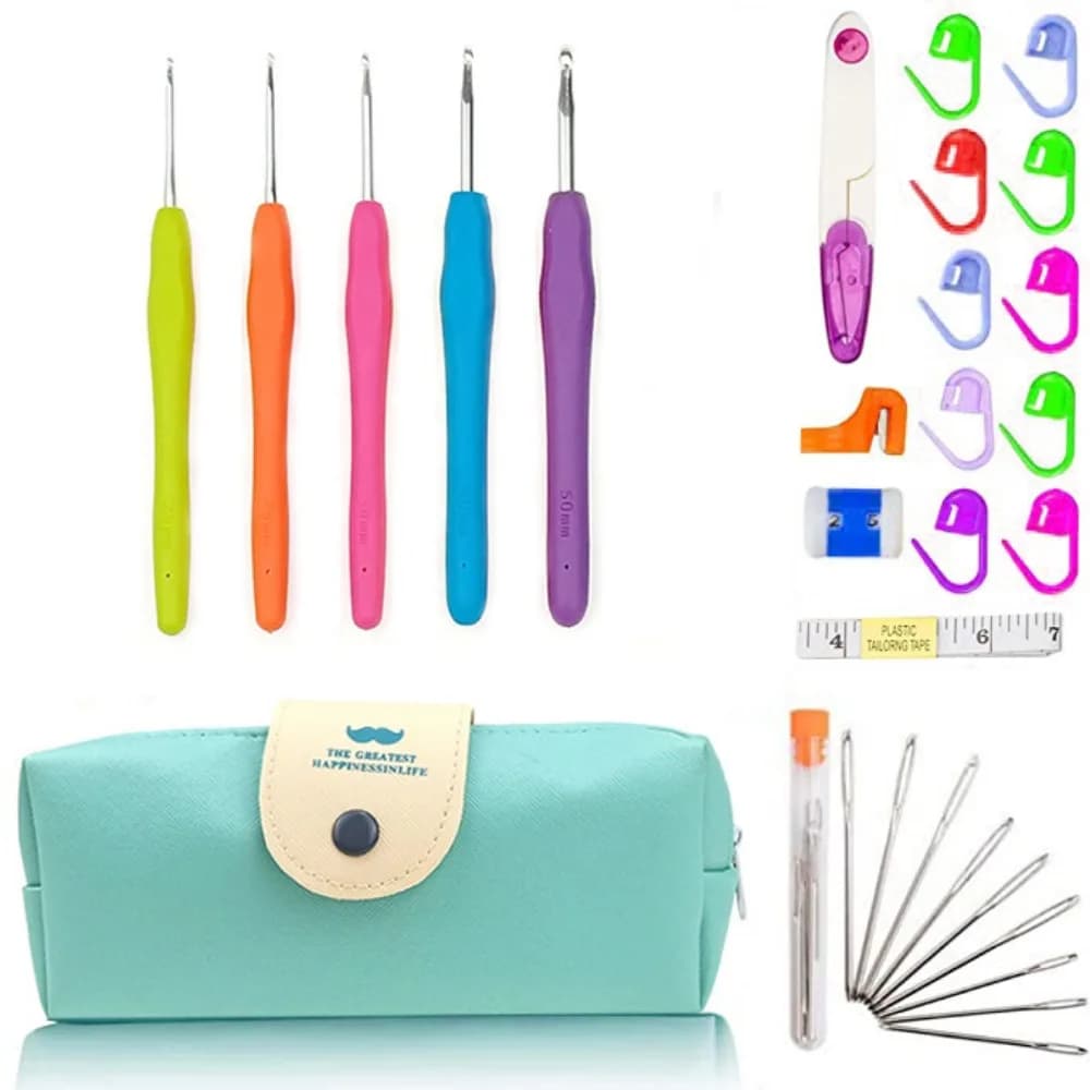 Ergonomic Handles Crochet Hooks Set Soft Handles 5/9/12Size Crochet Kit Bolded with Storage Case Crochet Needle Kit Beginners