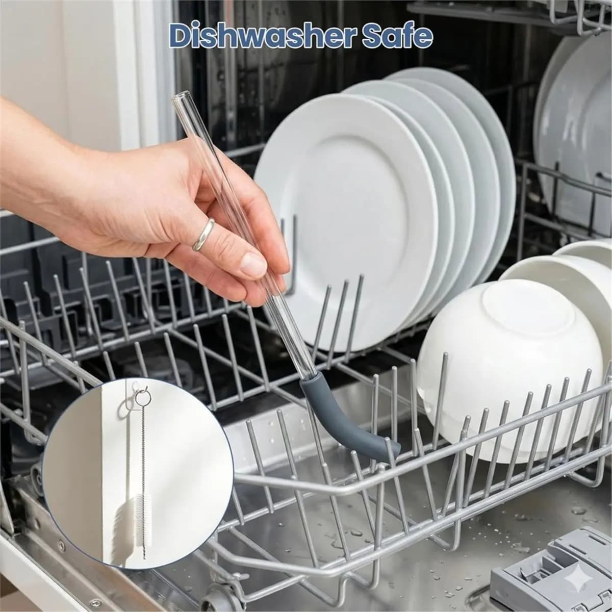 Cannuccia di ricambio per il bicchiere del frullatore personale BlendBOSS, 2 cannucce in vetro riutilizzabili con 2 spazzole per la pulizia