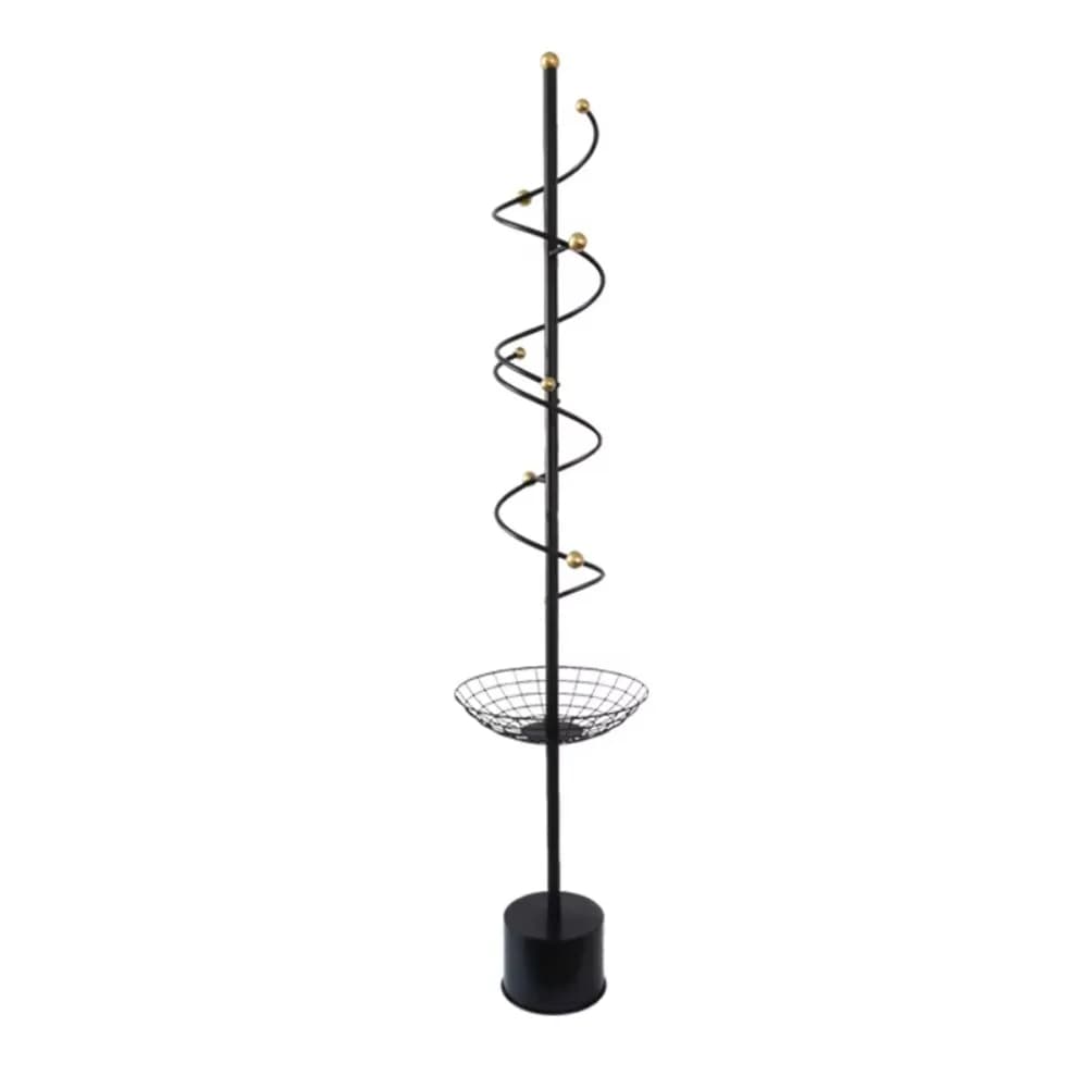 Directly Sale Metal Clothes Tree Hanger Rack with Storage Tray 6 Hooks Multifunctional Standing Coat & Hat Organizer