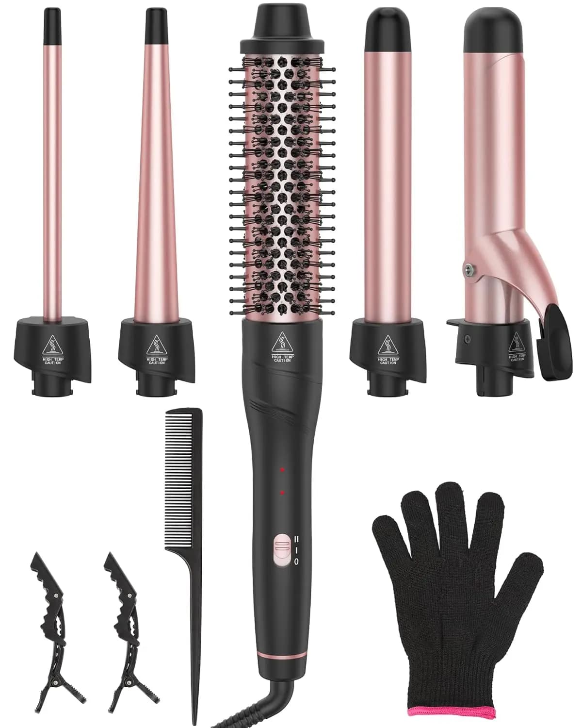 Set Ferro Arricciacapelli 5-in-1 with Quick Heating, Double Voltage for All Hair Types and Travel Use