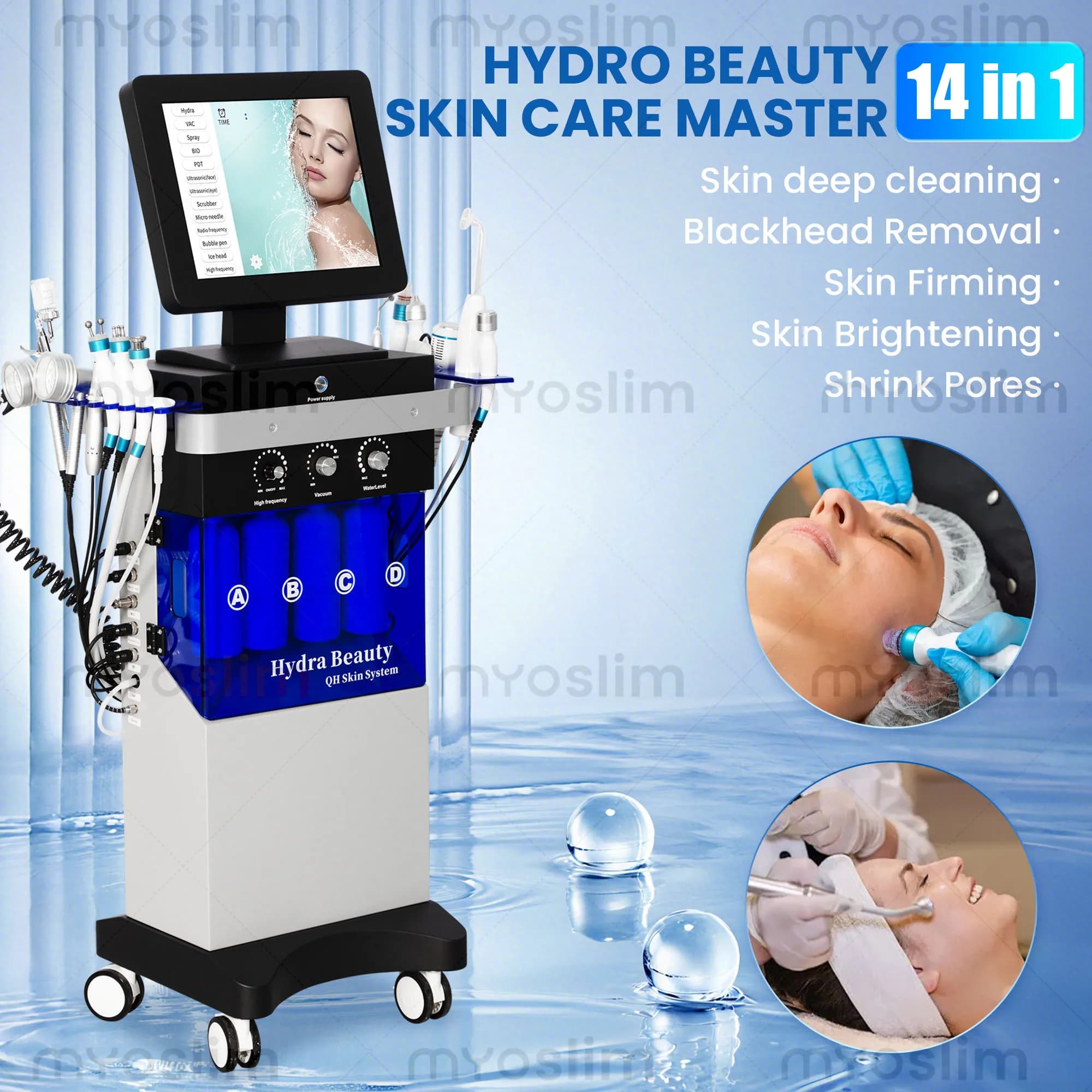 Factory Direct Sales of the Latest 14-in-1 Bubble Oxygen Facial Beauty Device, Suitable for Personal and Commercial Use.