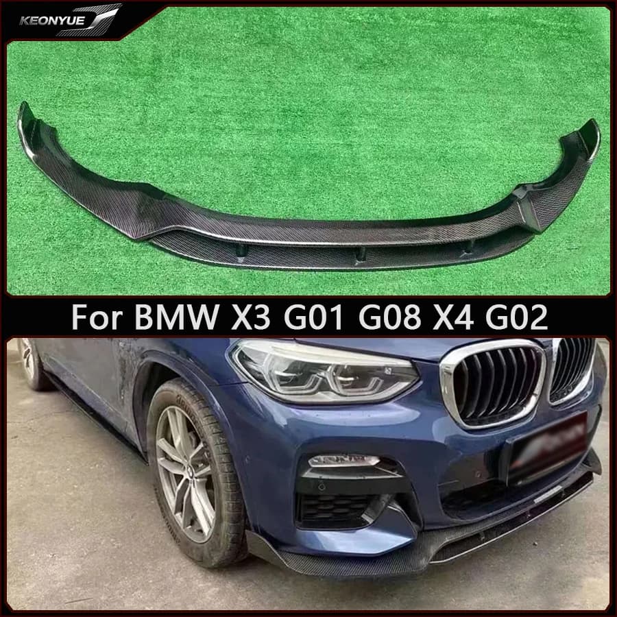 For BMW X3 G01 G08 X4 G02 2018-2021 Carbon Fiber Front lip Car Front Bumper Diffuser Chin Spoiler Car Accessories Body Kit