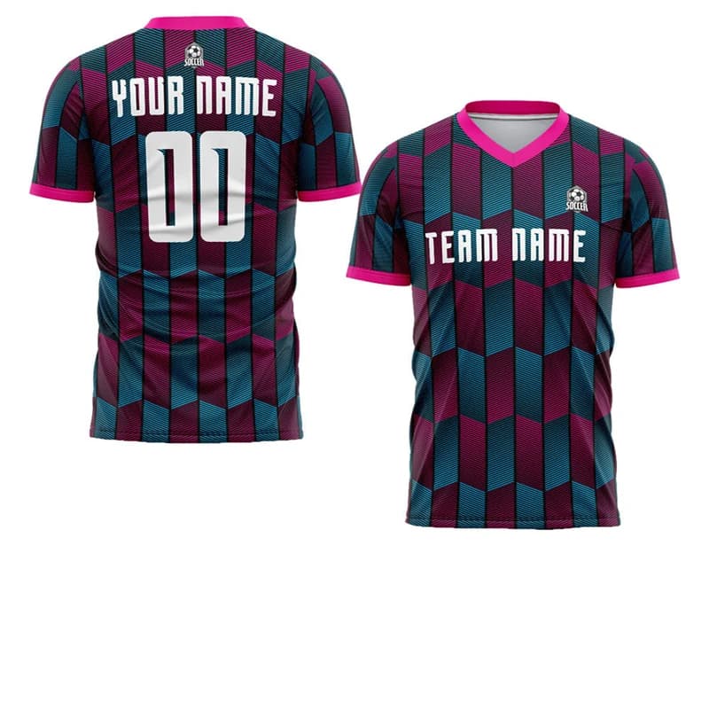 Maglietta da Calcio Personalizzata 3D Stampata con Scollo a V per Uomo 2025, Jersey con Sponsor Personalizzato, Nome e Numero Personalizzati