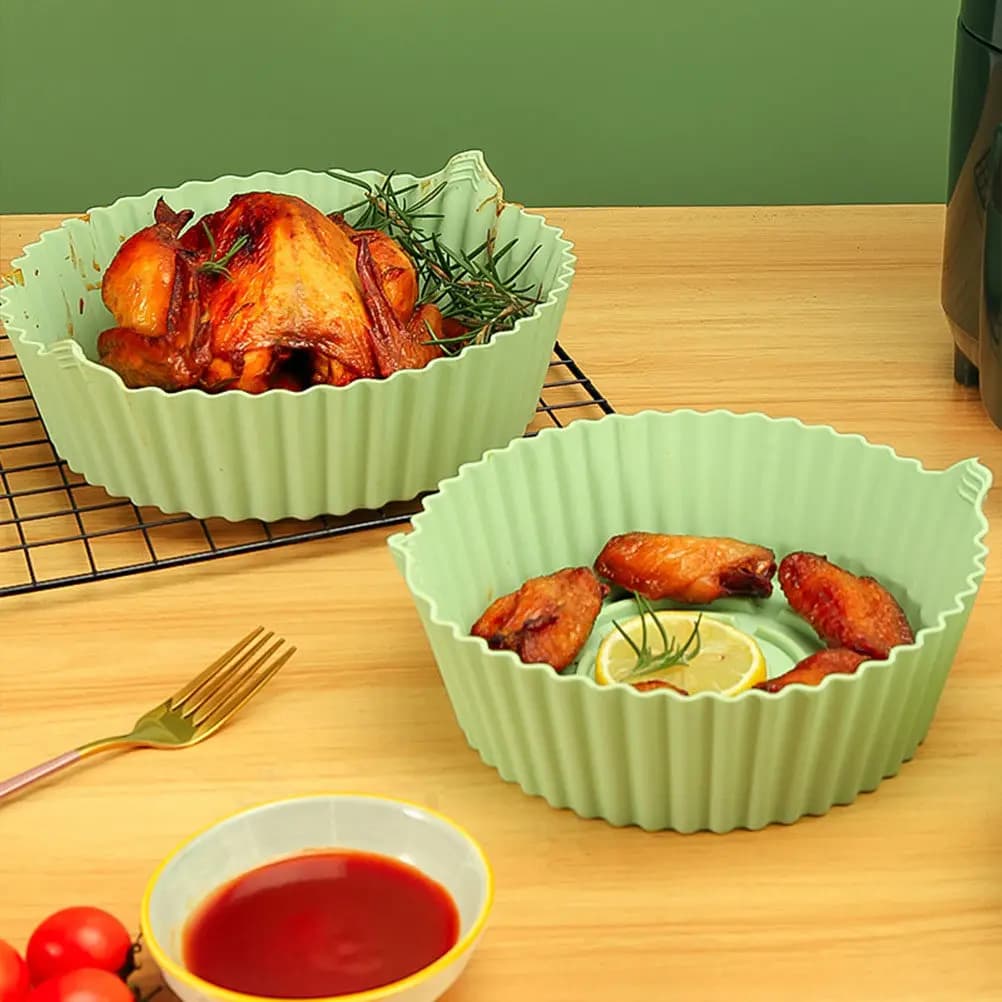 Silicone Cover Reusable for Air Fryer, Non-stick and Dishwasher Washing Machine, for Chicken Feed, Hamburger, Fish, Shrimps, Breakfast
