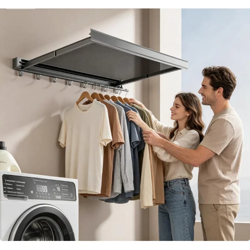 Appendiabiti da Parete Pieghevole Salvaspazio con Ganci Multipli per Bagno, Balcone e Ingresso