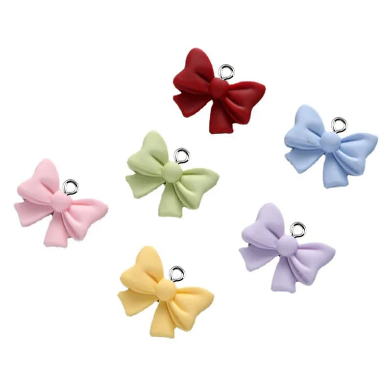10Pcs Macaron Bowknot Butterfly Resin Charms Cute Pendant DIY Jewelry Making Accessories For Earrings Necklace Keychain