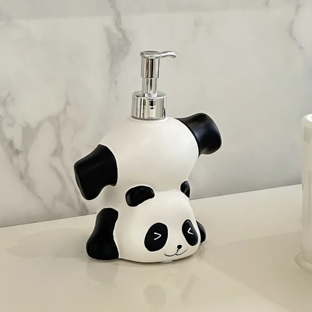 Dispenser di Sapone a Forma di Panda, Contenitore Decorativo, Bottiglia per Disinfettante Mani, Erogatore a Pressione, Dispenser di Shampoo e Sapone per Bagno