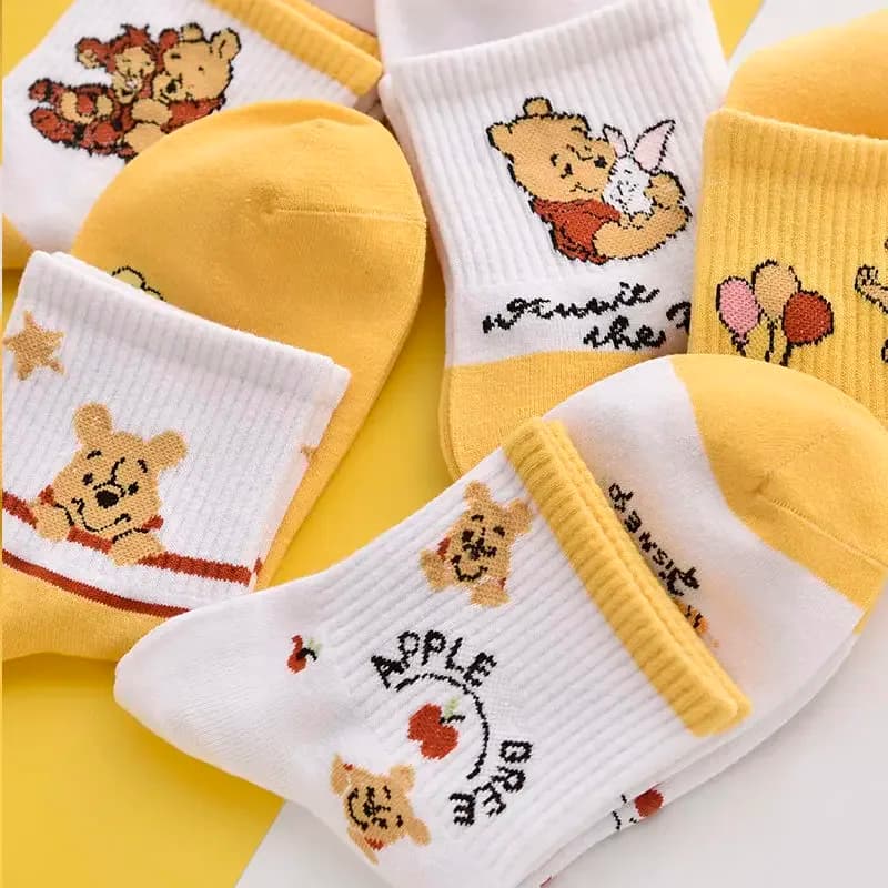 Cy5 paia di calzini Winnie The Pooh Moda Kawaii Cartoon Tigro modello Casual carino maialino giallo calzini sportivi unisex