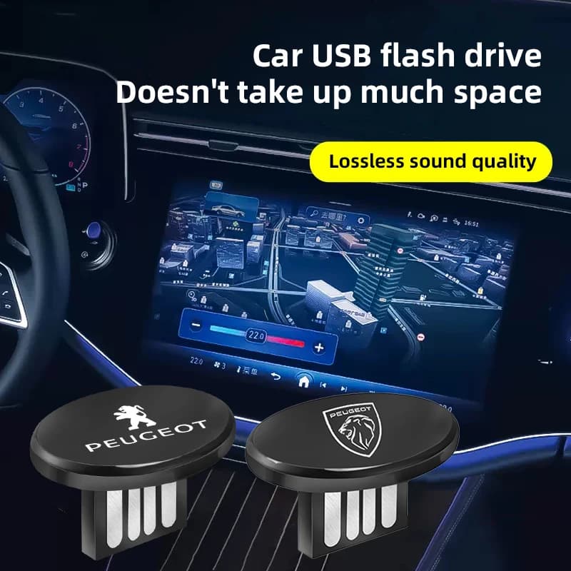 1 pz. Chiavetta USB universale con logo auto, mini U Disk per Peugeot 206 307 308 207 3008 208 407 508 2008 5008 301 406 408 607 4008