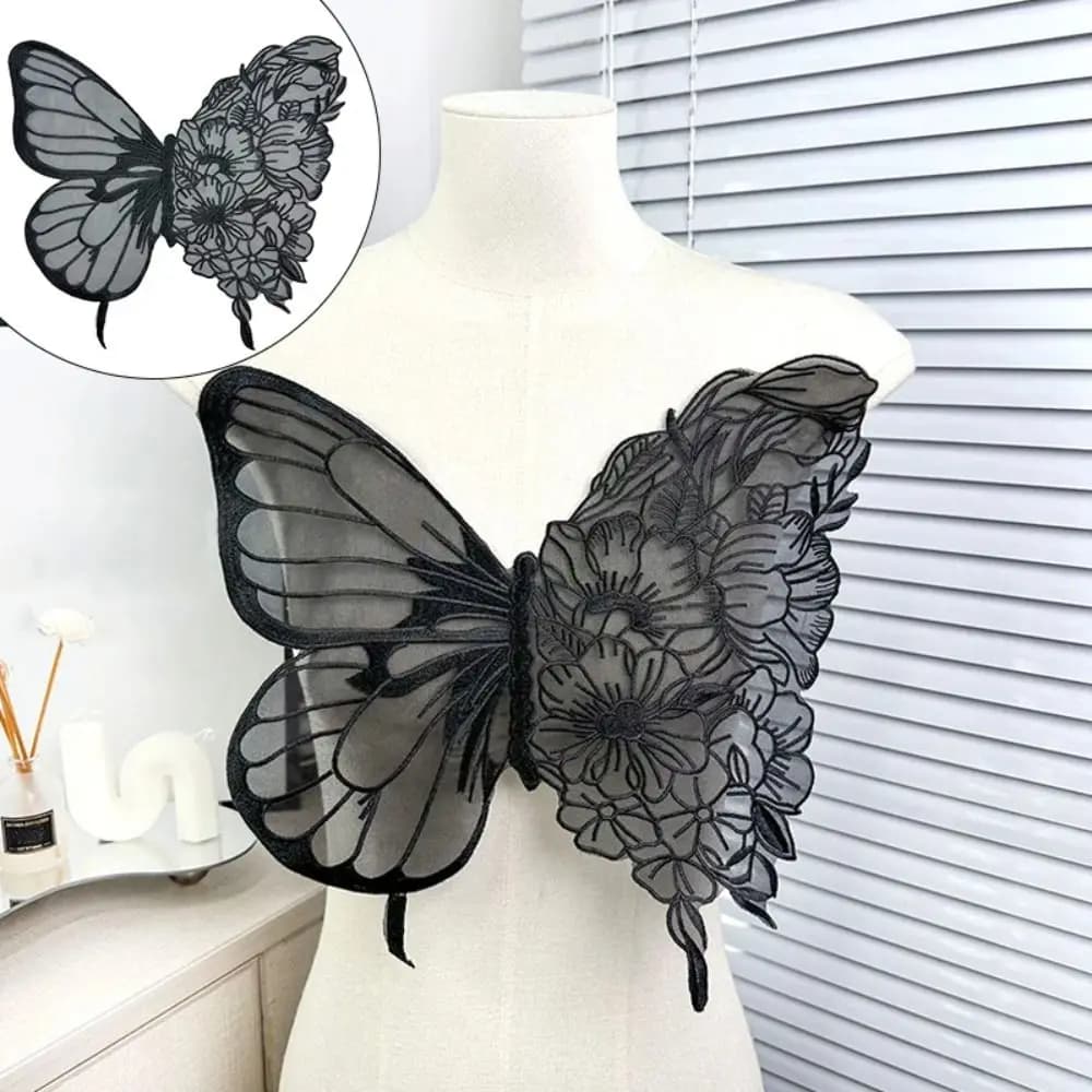 Moda grande farfalla ricamo appliques per vestiti toppe accessori in tessuto di pizzo per abito da sposa damigella d'onore decorazioni fai da te