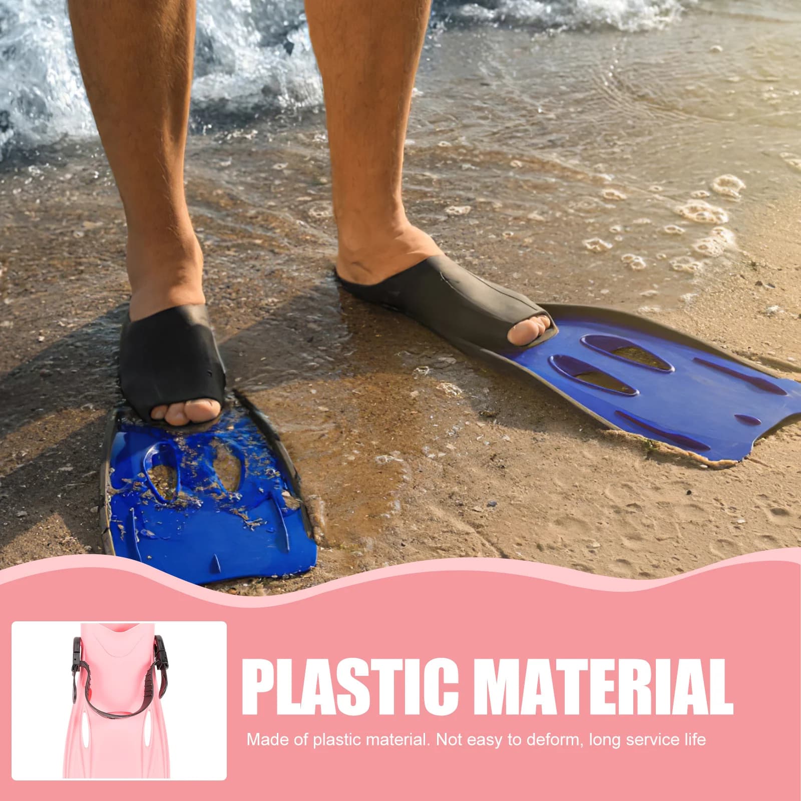 1 pair of lightweight and compact adult dive fins, portable plastic snorkeling equipment for swimming training