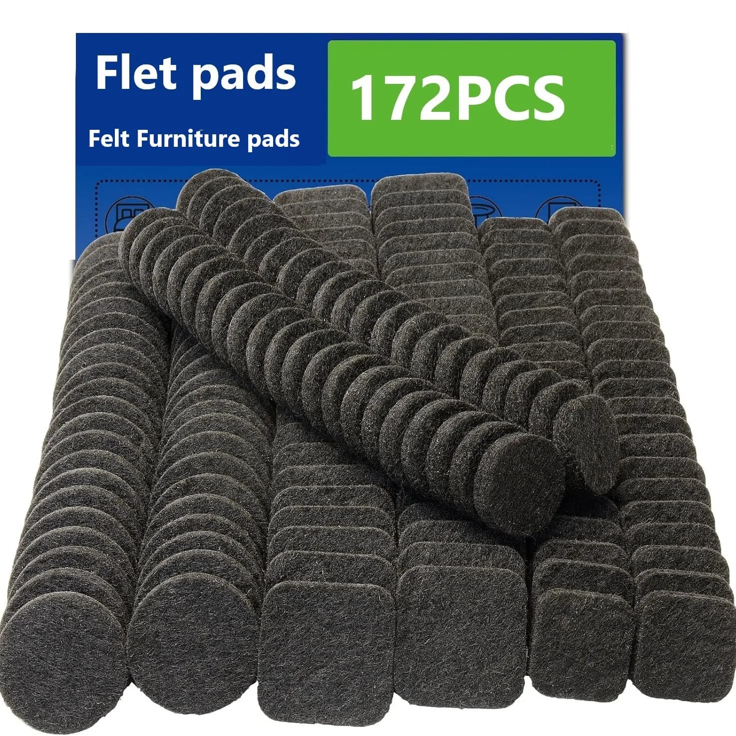 172PCS Feltro Gamba della sedia Pad Rotondo Quadrato Protezione del pavimento Autoadesiva Cuscinetti per mobili Muto Paraurti Pad Mobili per la casa Piedi Zerbino