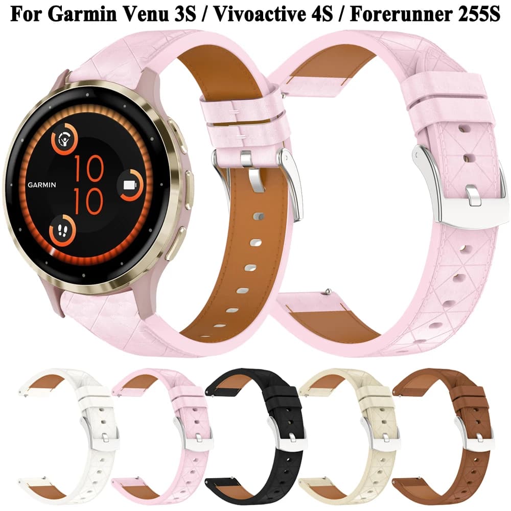 Cinturino per orologio intelligente in pelle sintetica da 18 mm per Garmin Venu 3S 2S Vivoactive 4S Forerunner 265S 255S cinturino da polso