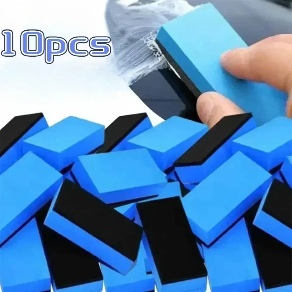 10 pz auto rivestimento in ceramica spugna applicatore vetro Nano cera cappotto spugne blu piazza spugna e panno spazzola per la pulizia dell'auto