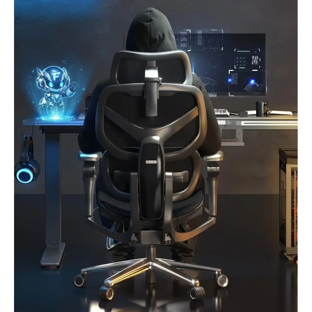 Sedia da Gaming Ergonomica con Supporto Lombare Adattivo, Braccioli 7D, 145 ° Sedia Reclinabile con Schienale Regolabile, Rete Premium per Casa e Ufficio
