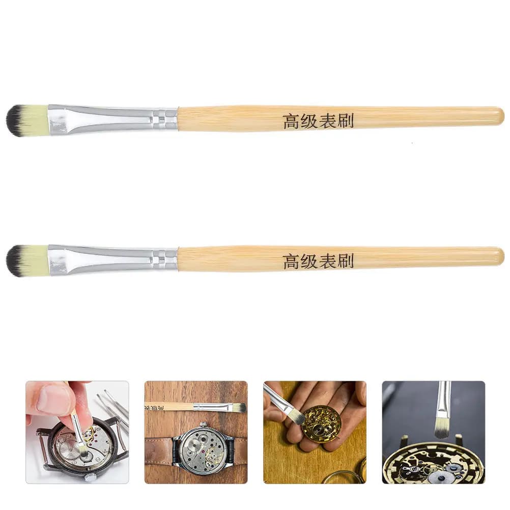 2Pcs Solid Wood Watch Cleaning Brushes Firm Texture Smooth Surface for Watchmakers Watch Movement Cleaning Tool Small Parts