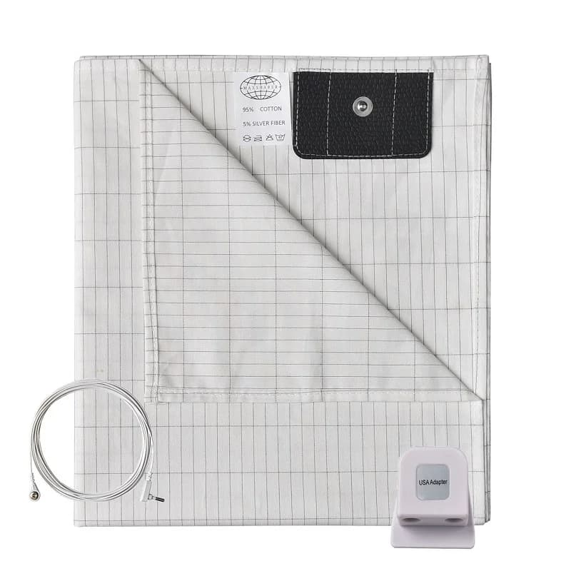 MAXSHARER Grounding 76*190cm Bed Sheet Conductive Silver Fiber Flat Sheet Organic Cotton Earthing Bed Sheet for Better Sleep