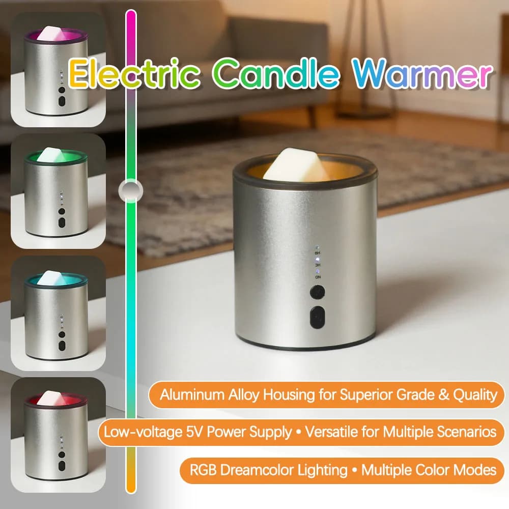 Wax Melt Heater Metal Wax Heater for Aromatherapy Wax Electric Aromatic Candle Oil Burner 2-in-1 USB Plug