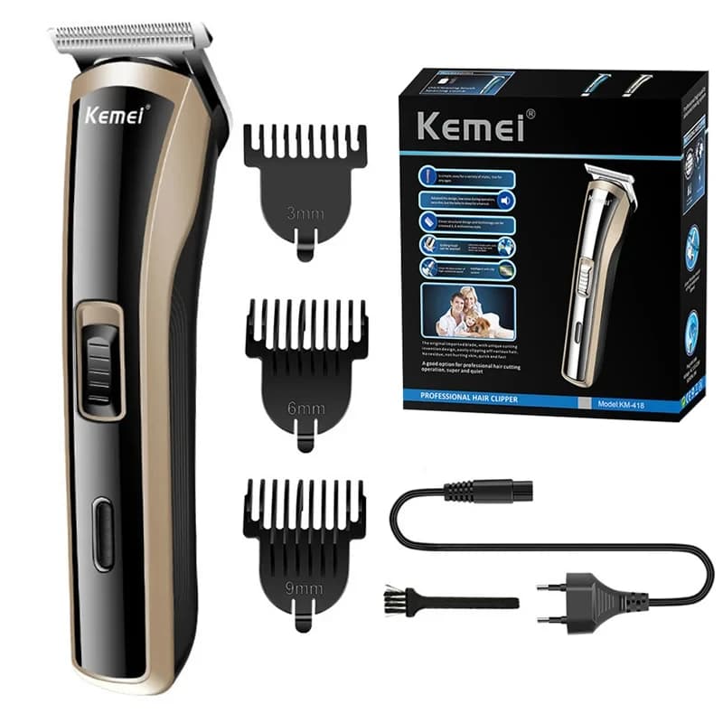 Kemei KM-418 Waterproof Haircuts Rechargeable Electric Haircut Professional Wireless Haircut for Men