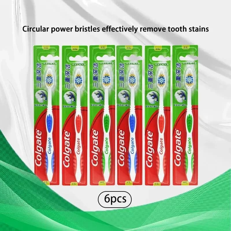 Colgate 6 spazzolini da denti per adulti con setole morbide, sbiancanti, per l'igiene orale, per gengive e denti sensibili, spazzolino manuale per uso domestico