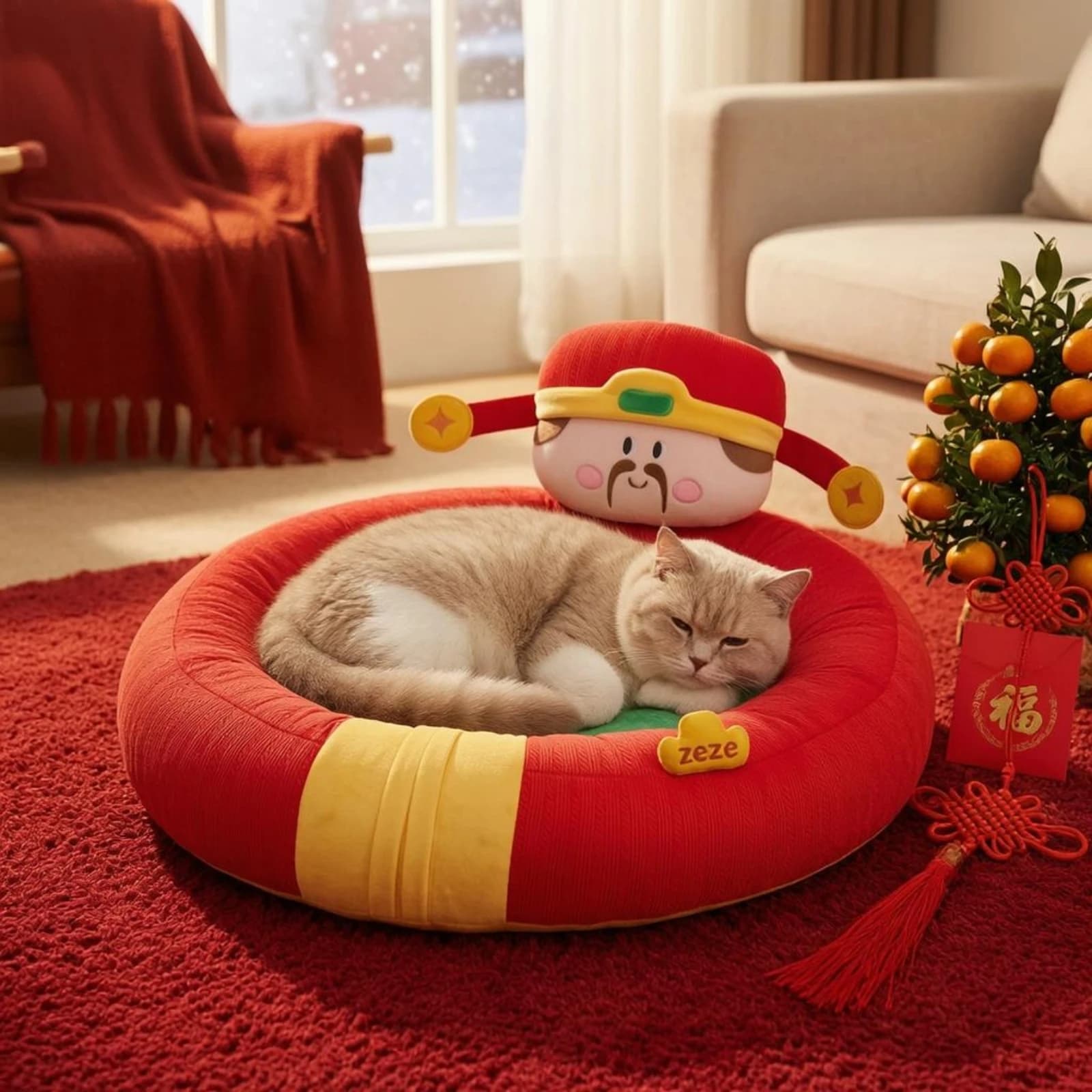 Winter Pet Bed Festive Pet Bedding