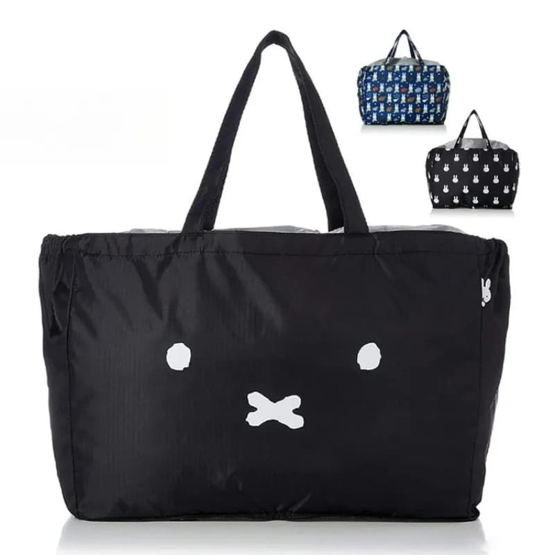 Borsa per la spesa Hot Cartoon Miffy Series, graziosa e creativa, con stampa in tessuto Oxford, portatile, pieghevole e di grande capacità