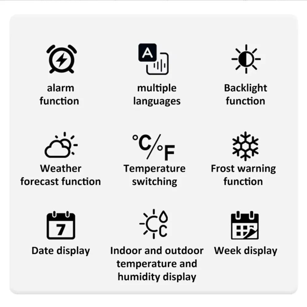 Weather watch with LCD display, Color screen, Weather forecast, Alarm clock, Thermometer, Home Electronic Wall Clock