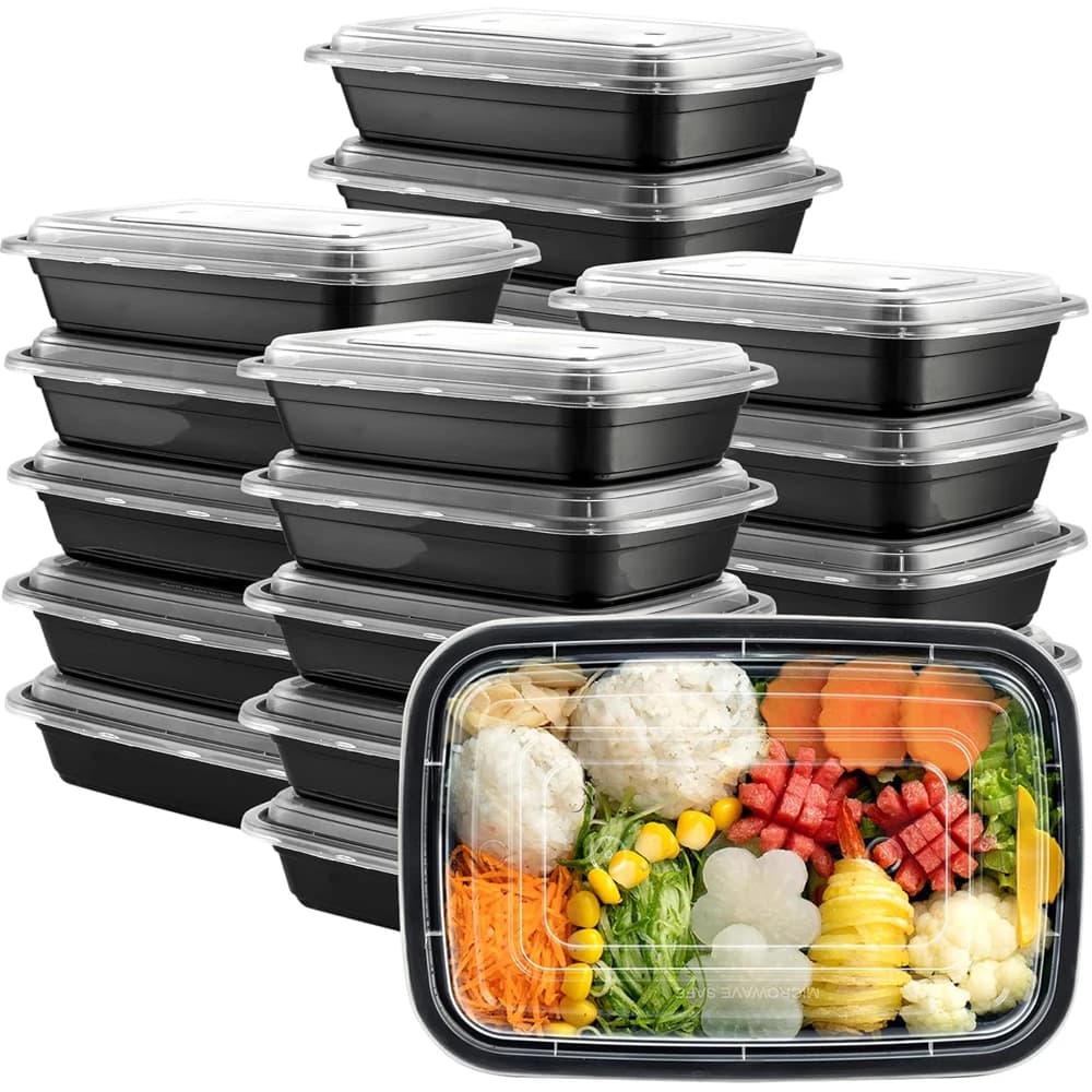 Contenitori Impilabili da 28 OZ per Preparazione Pasti, Contenitori Riutilizzabili per Microonde con Coperchi, Scatole per Pranzo Usa e Getta