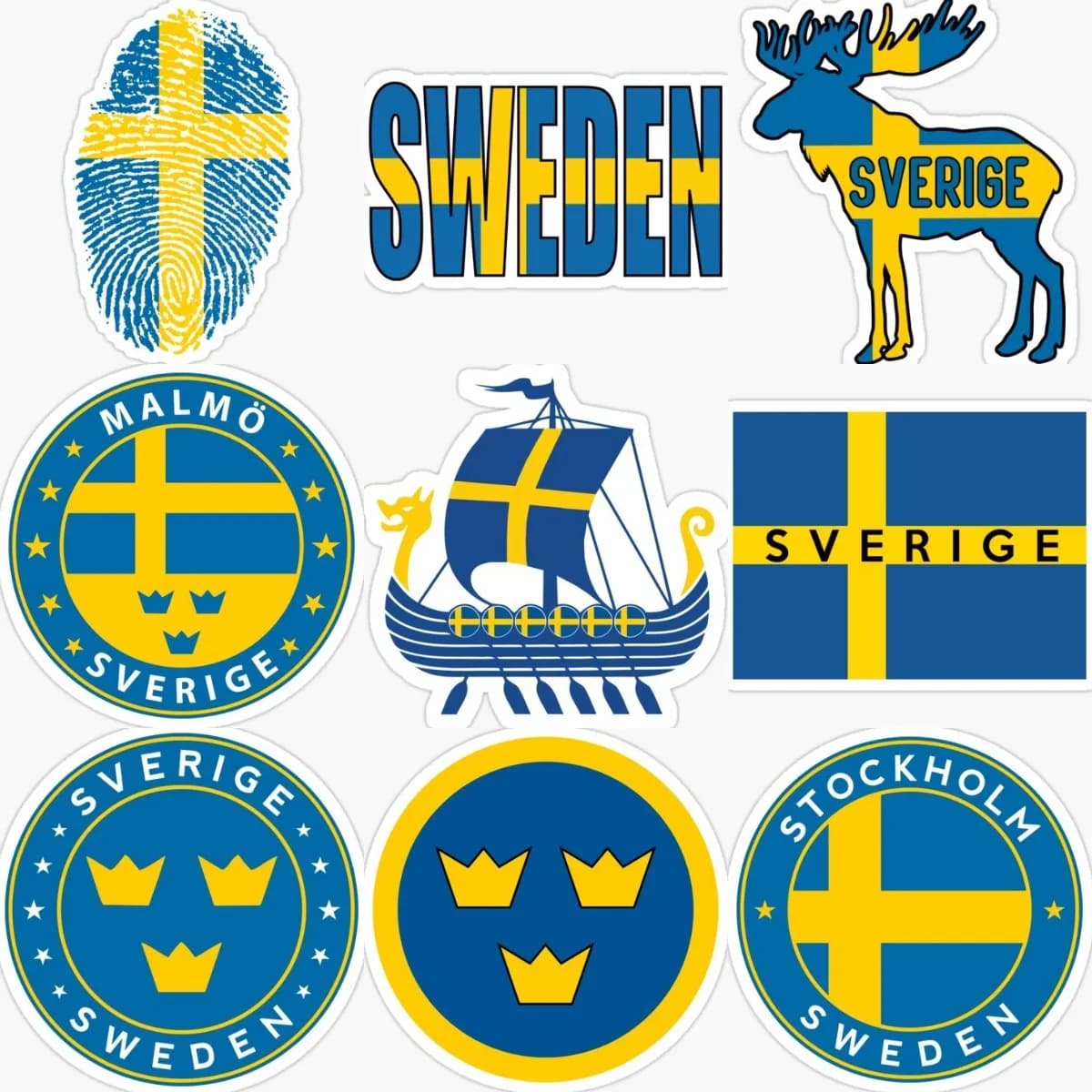 Sweden S Flag Map Emblem Deer stickers creative accessories for Laptop Camper Van bicycle Car Window Truck Helmet Off-road PVC Decal