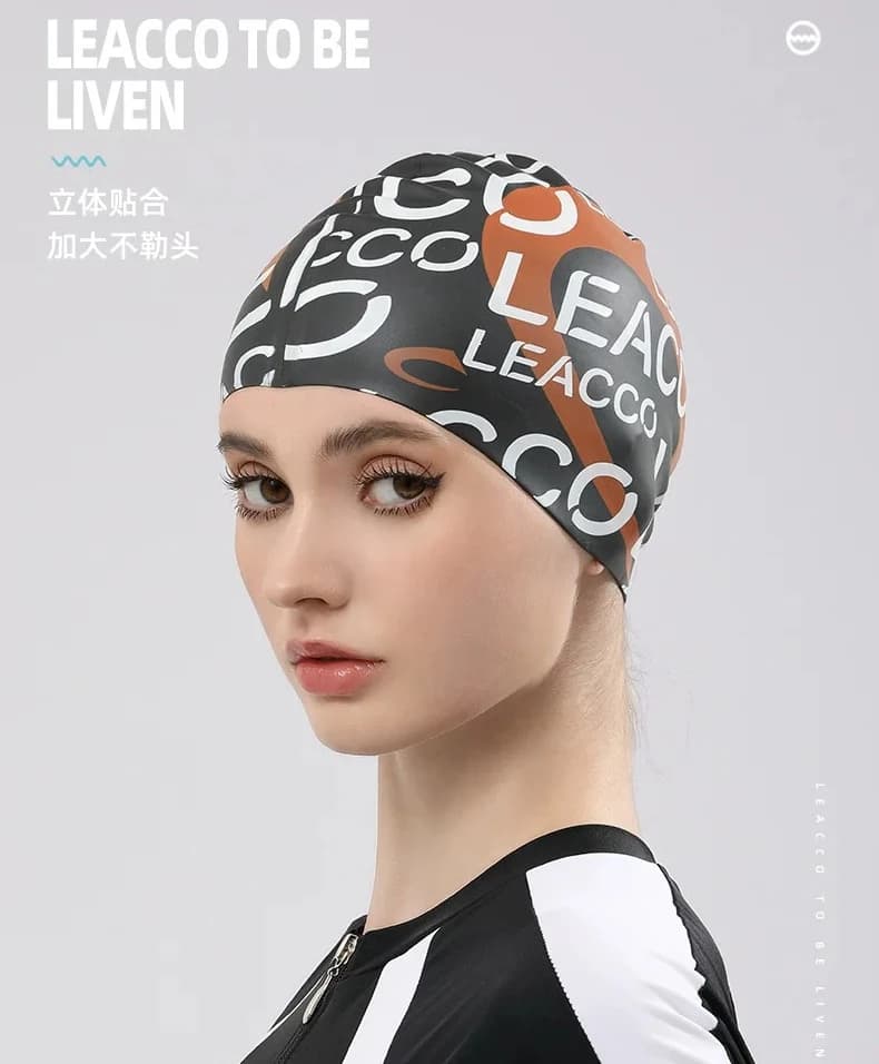 Anti-Slip Waterproof Silicone Swim Caps with Ear Protection, Elastic Long Hair Bathing Hats for Adults, Swimming Pool Gear
