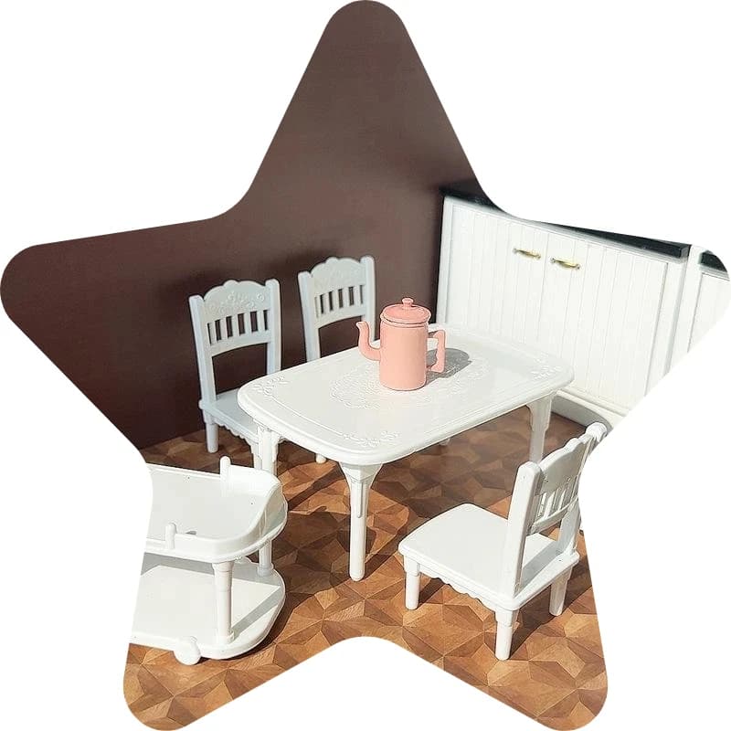 Carrello per alimenti in plastica, modello in miniatura da tavolo e sedia, mobili per casa delle bambole 1:12, decorazioni per casa delle bambole