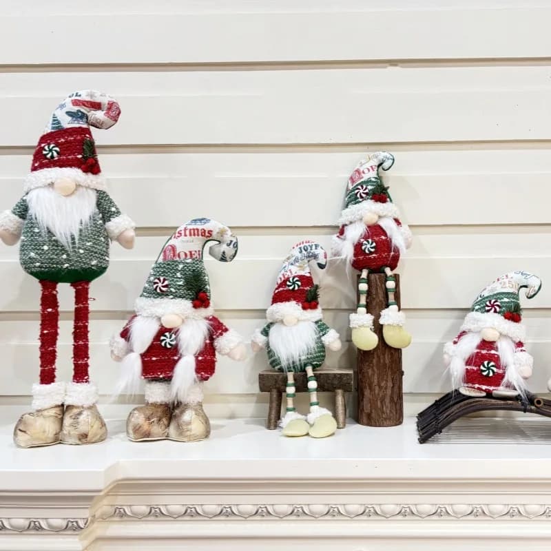 Bambola natalizia senza volto telescopica a gamba lunga in piedi bambola nana ornamento display decorazioni di buon Natale per la casa 2026