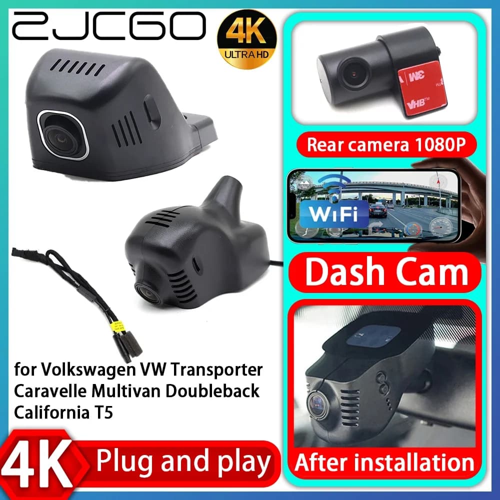 Video recorder DVR UHD 4K 2160P Plug and Play for Volkswagen VW Transporter Caravelle Multivan Doubleback California T5