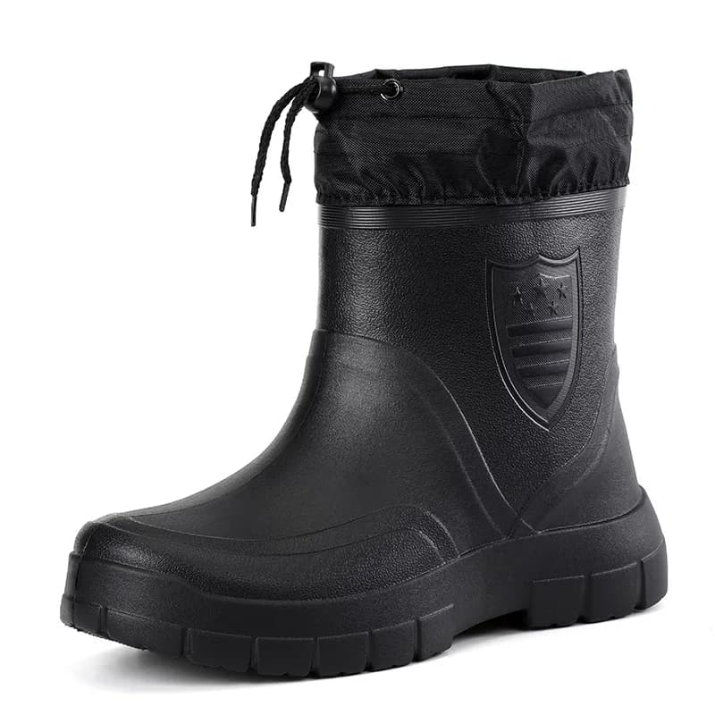 Stivali da pioggia da uomo versatili Scarpa leggera da esterno impermeabile Stivaletto corto alla moda in velluto Scarpe da acqua maschili comfort casual 2025