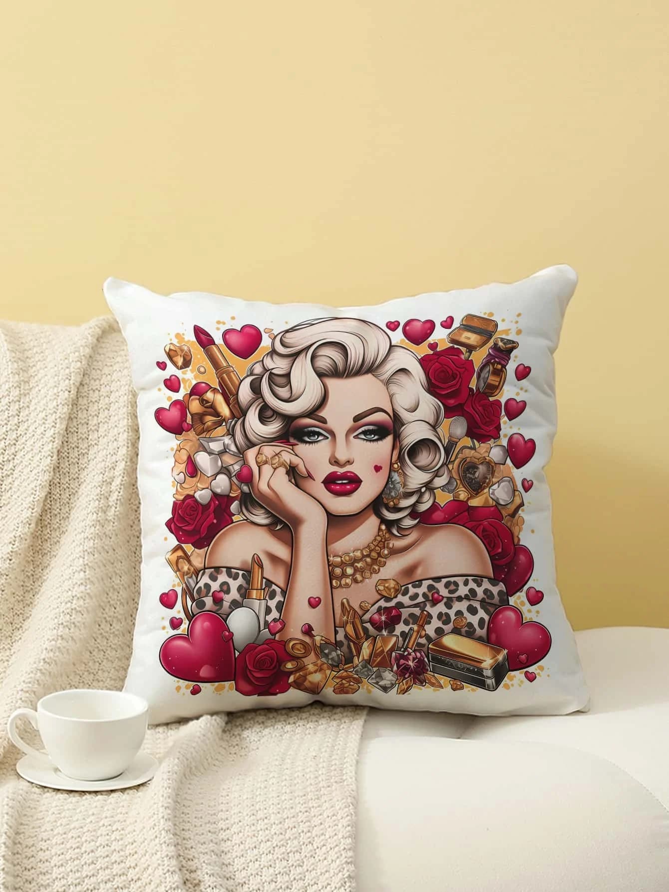 Fodera per cuscino stampata alla moda da donna, federa decorativa per divano, camera da letto, soggiorno, letto, sedia da ufficio, decorazioni per la casa