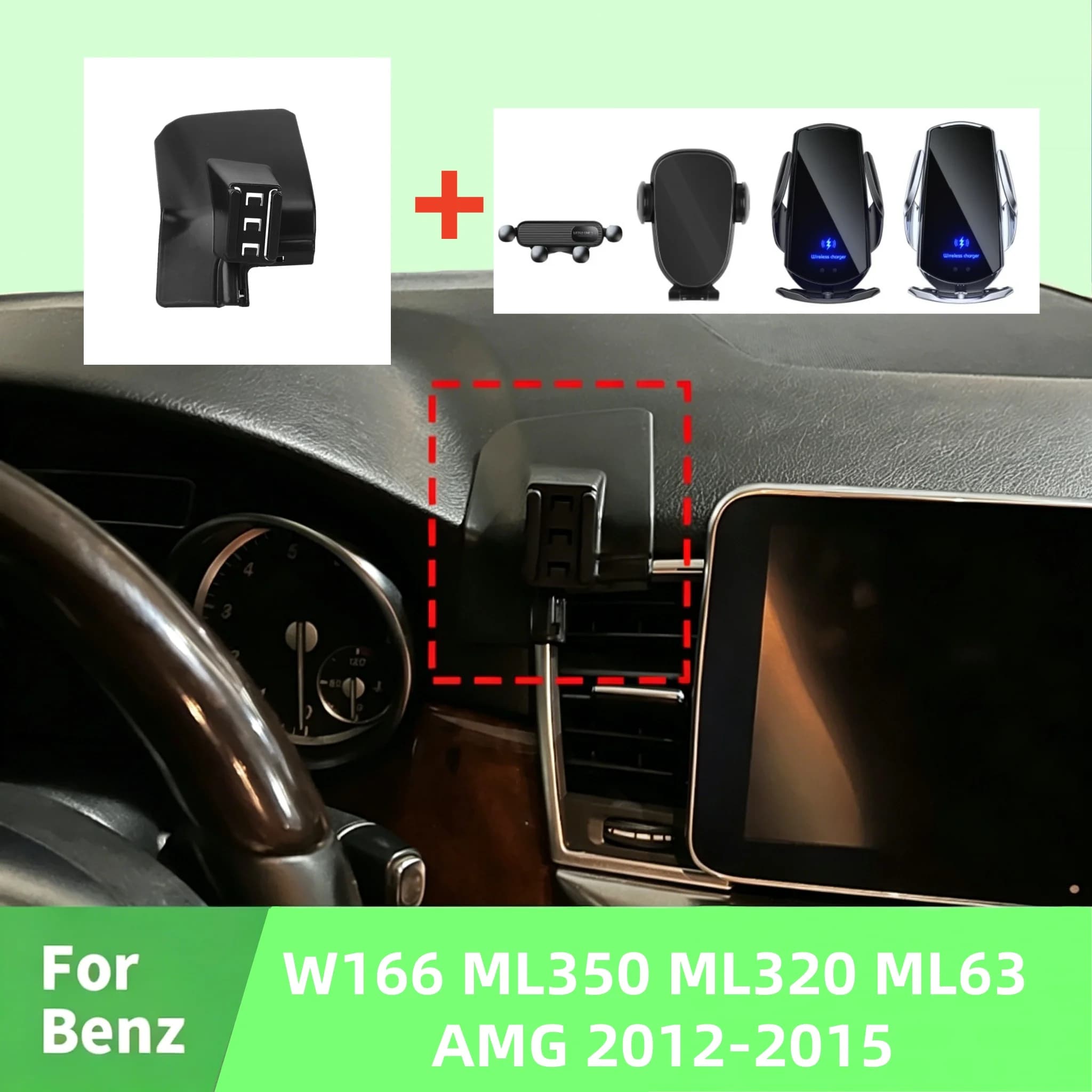 Base di Montaggio a Incastro per Mercedes-Benz W166 ML350 ML320 ML63 AMG (2012-2015), Compatibile con Diversi Stili di Supporti per Telefono